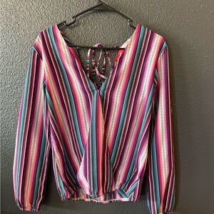 Striped Multicolor V-Neck Blouse